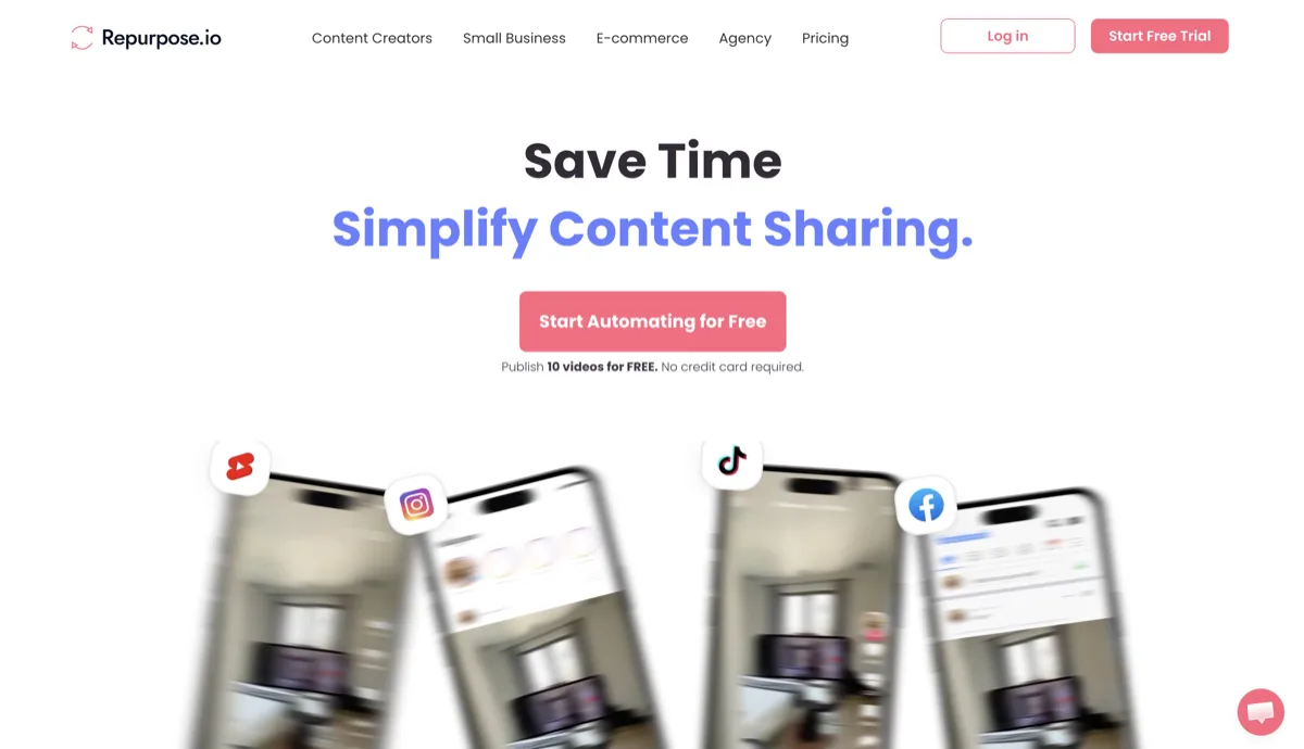 Repurpose.io homepage - content distribution automation