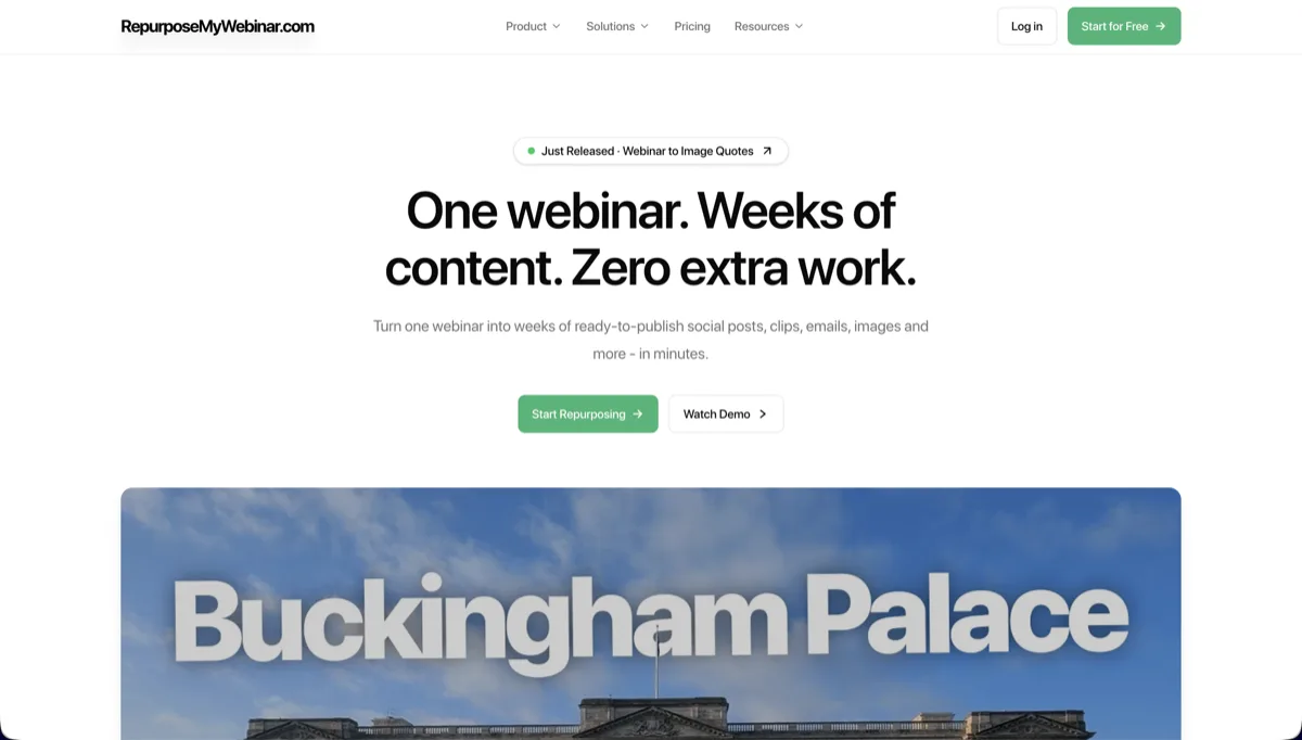 RepurposeYourContent dashboard - webinar repurposing platform